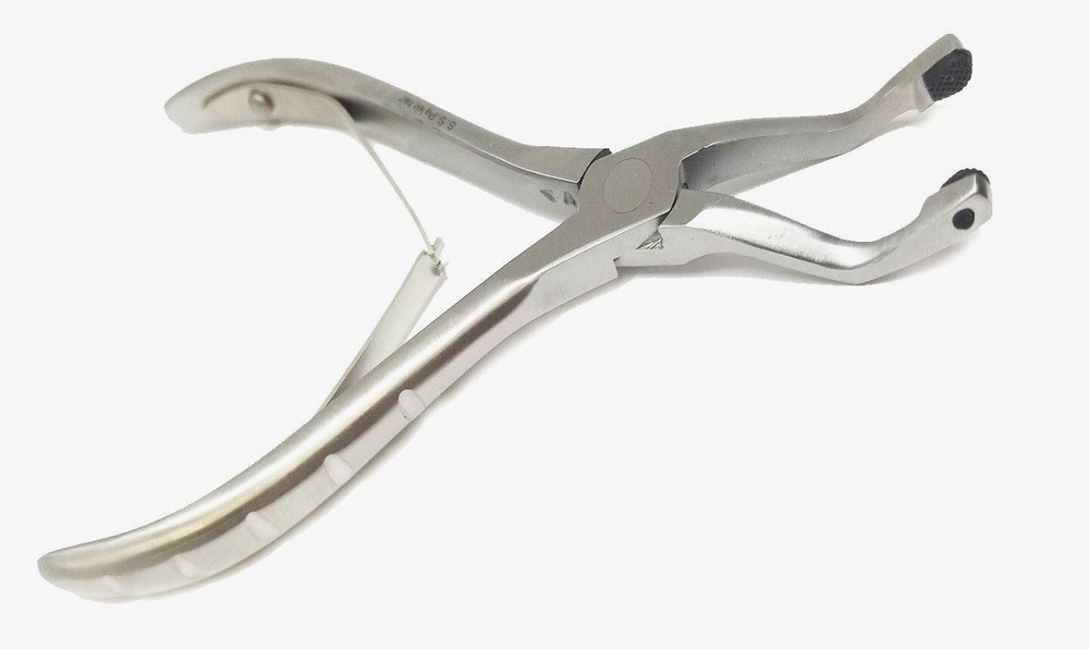 DENTAL CROWN GRIPPER REMOVER PLIERS 6" ANGLED W/ REPLACEABLE SILICONE TIPS