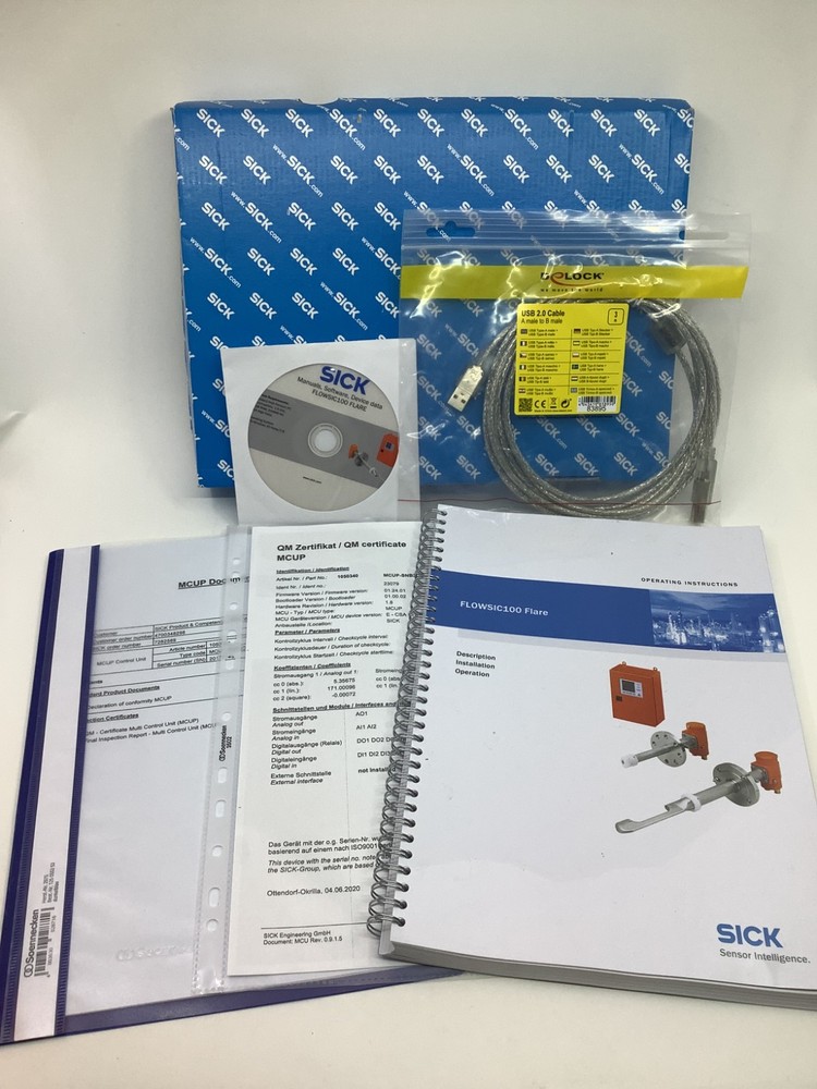 SICK FLOWSIC100 Flare Software CD Instructions QM Certificate USB Cable