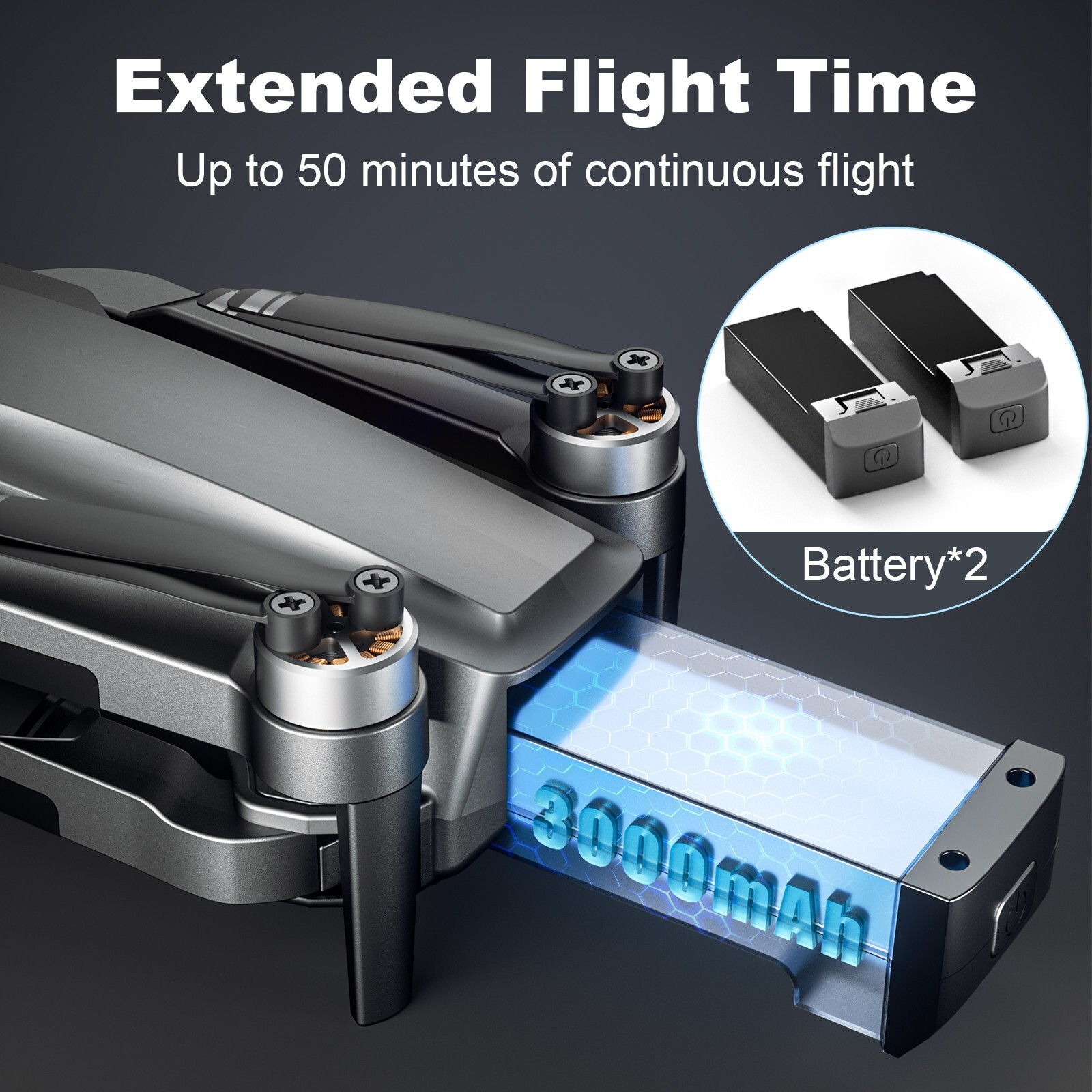 4K Drone With Camera Quadcopter GPS WIFI 50 Mins Flight Time Brushless Motor