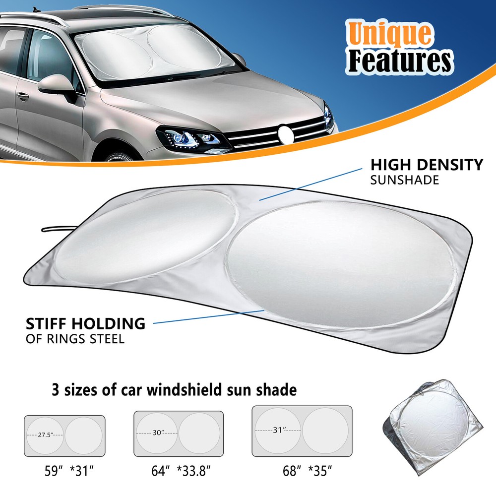 64*33.8"inch Windshield Sun Shade Front Window Screen Visor US Cover Protector
