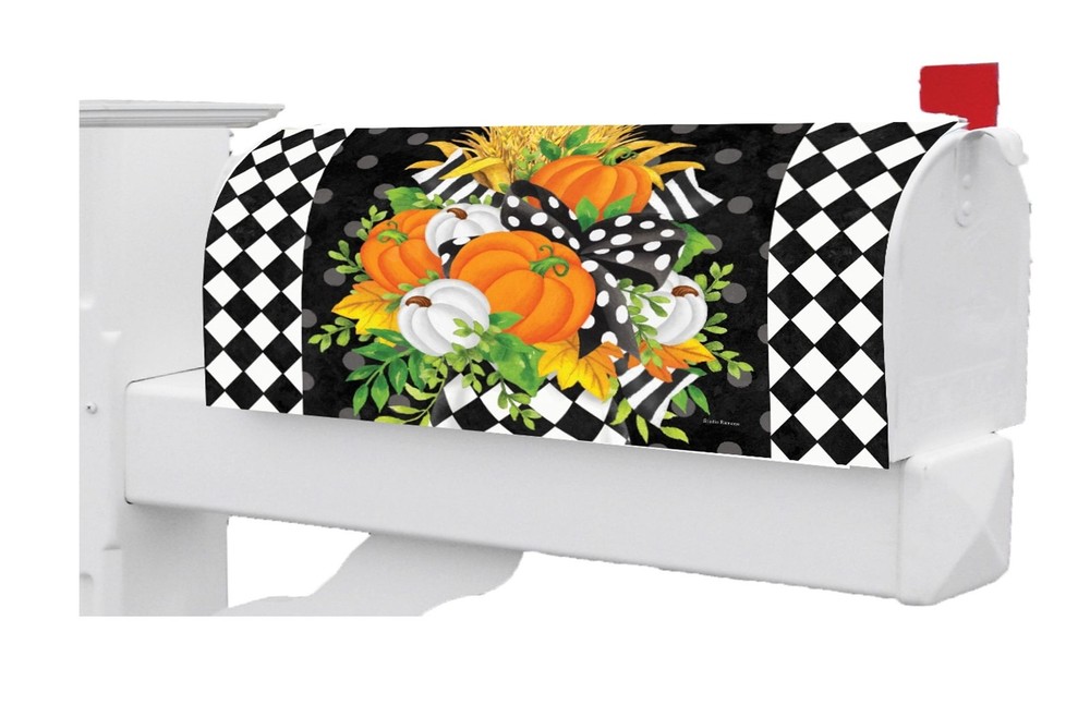 Black and White Planter Oversized Mailbox Cover