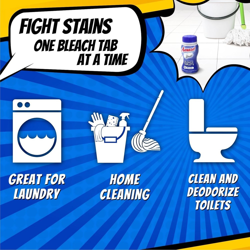 AMAZE Bleach Tablets 32 Count Ultra Concentrated Multipurpose Cleaning