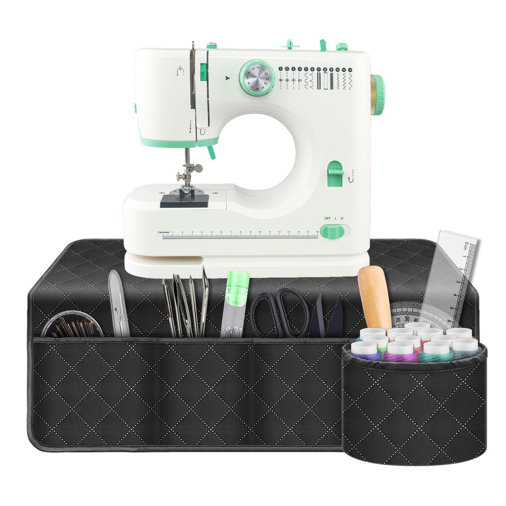 Sewing Machine Pad Table 26x26 Inch Black Polyester Foldable Pockets Organizer