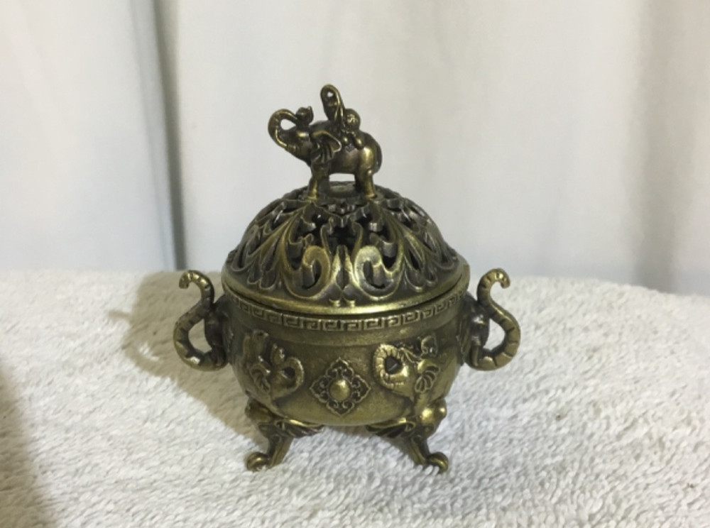 Tripod Footed Elephant Brass Incense Burner