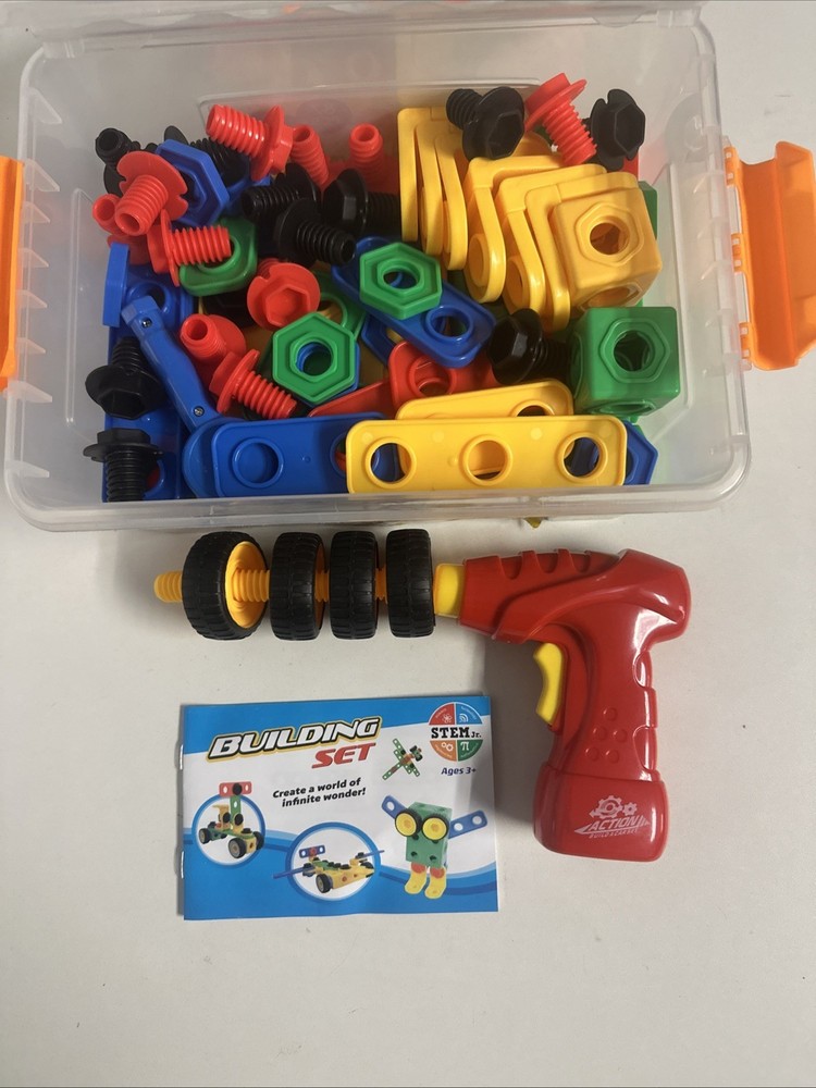 Build N Imagine 87PCBuilding Blocks Learning Construction Playset & Play Drill