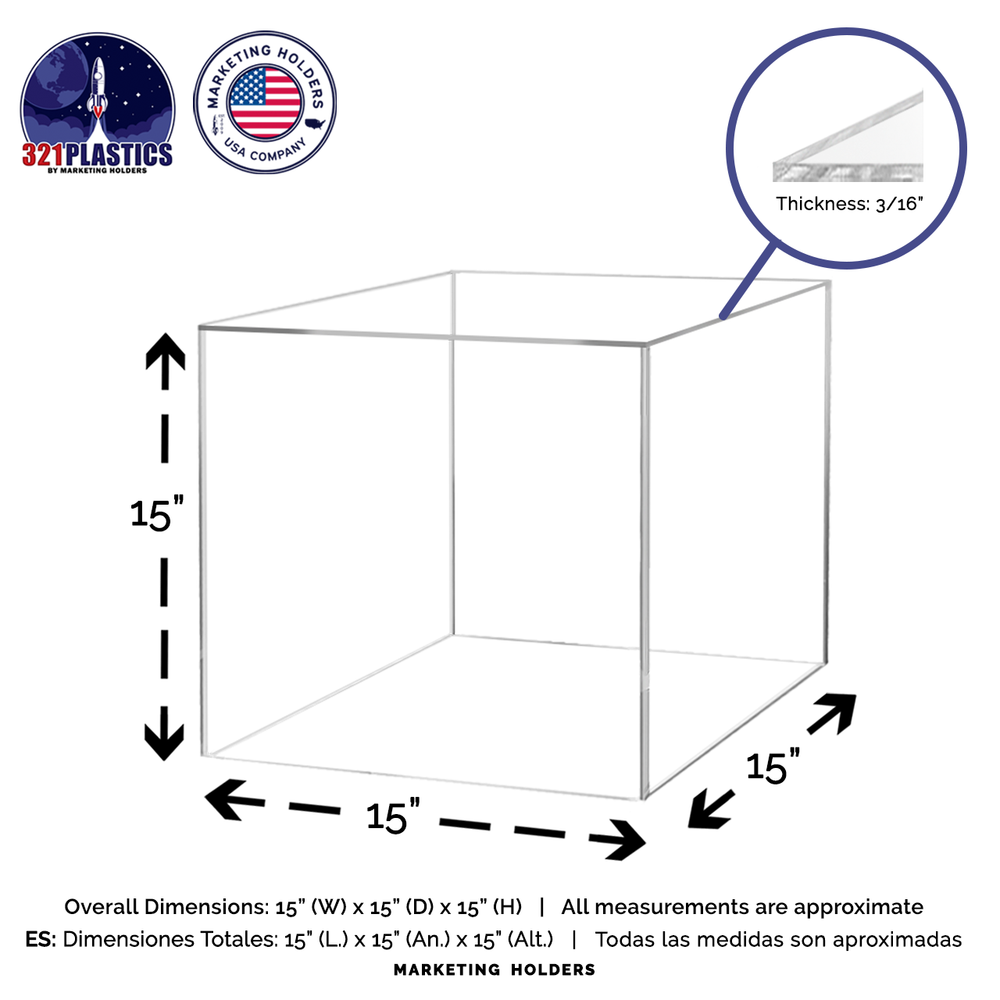 15" x 15" Clear Acrylic Display Box Product Riser