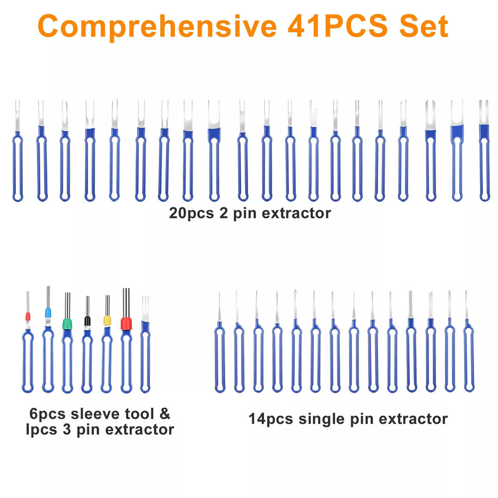 41x Pin Extractor Removal Kit Tool Terminal Ejector Connector w/ Protective Bag