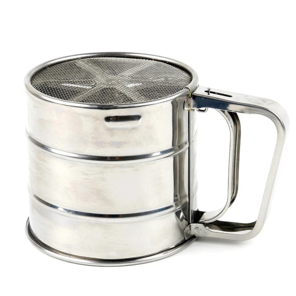 NEW Stainless Steel Sieve Cup Kitchen Tool Sifter Flour Cocoa Icing Sugar UK