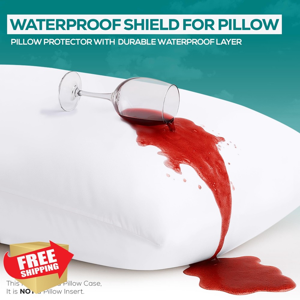 Utopia Waterproof Pillow Protector Queen Zipper 4 Pack White