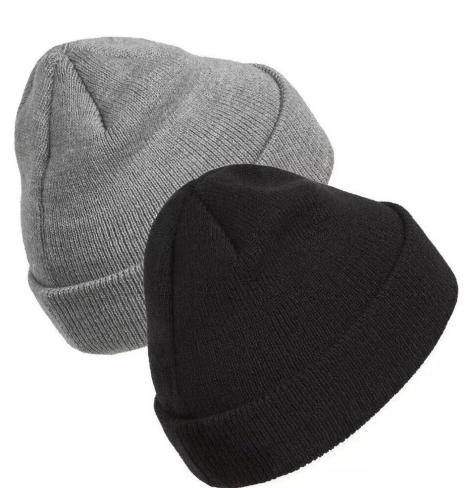 Adidas Performance Fold Beanie Hat 2-pack Double Layer for Warmth Black & Gray