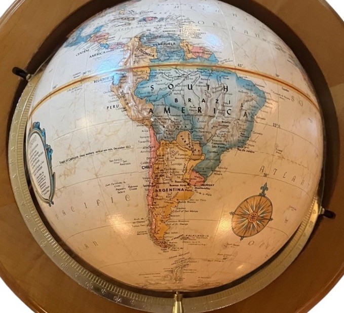 Replogle Regency 12” Antique Ocean Floor Globe Walnut Stand Library Study
