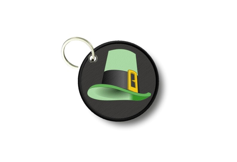 Keychain round printed double-sided leprechaun elf