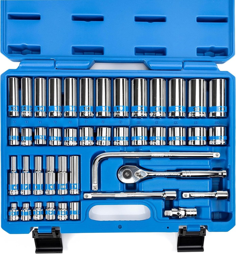 NEIKO 02512A 3/8” Drive Socket Set with Quick Release 3/8" Drive, Blue