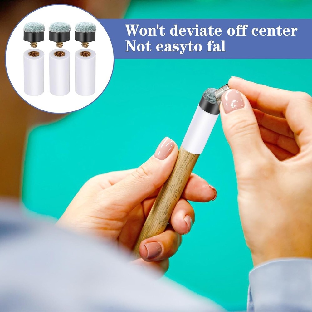 10 Sets Screw on Pool Cue Tips Replacement Billiard Cue Tips with White Pool...