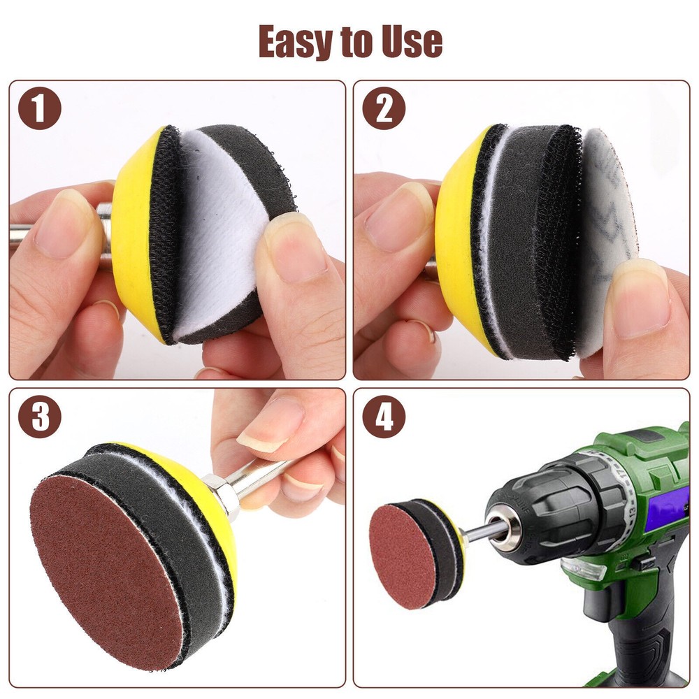303Pcs 2" Sanding Disc Hook Loop Sander Paper Backer Pad + Drill Adapter Set