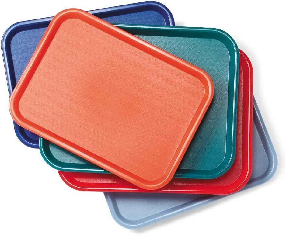 Versatile Red Tray Set (12) - Lightweight Plastic for Cafeterias & Quick Service