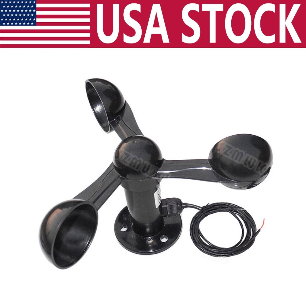 Black 3 Cups Wind Speed Sensor Voltage Signal Output Polycarbonate Anemometer DO