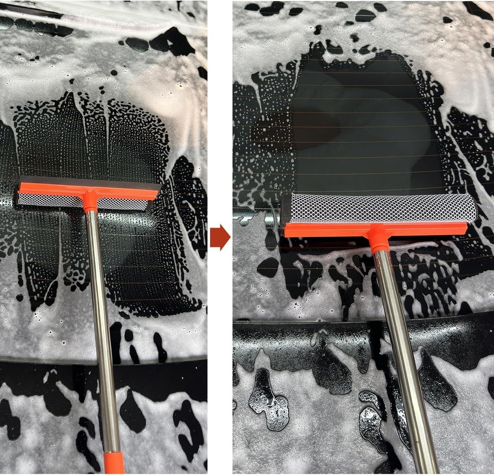 Window Squeegee for Window Cleaning, Squeegee Window Cleaner Tool 2 in 1 Car Win