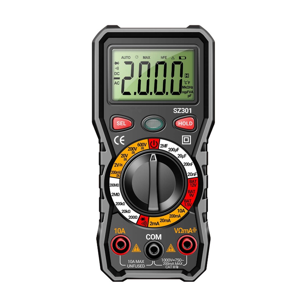 Essential Digital Multimeter Kit Measures Voltage Current Resistance w Probes