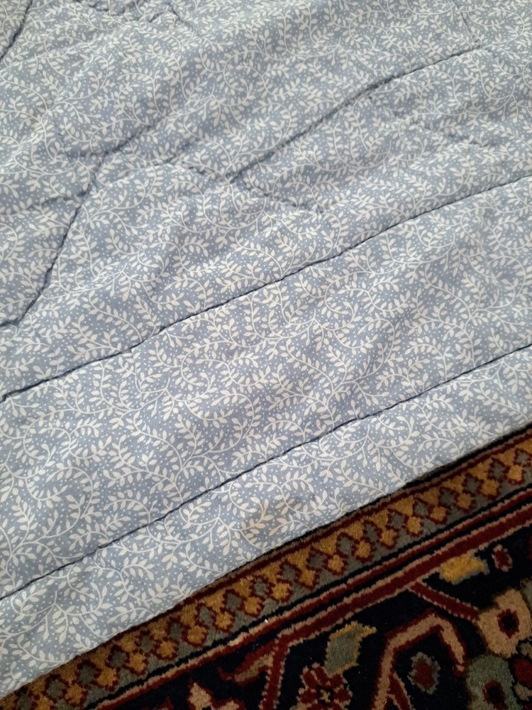 Handmade Star & Floral Pattern Blue Patchwork Quilt