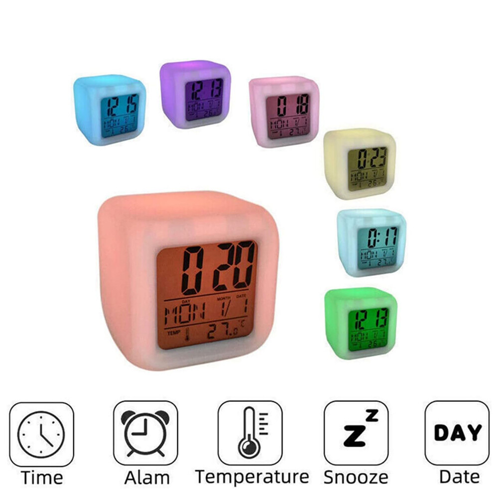 LED Alarm Clock Creative Desk Clock Glowing Electronic Colorful Digital Clock