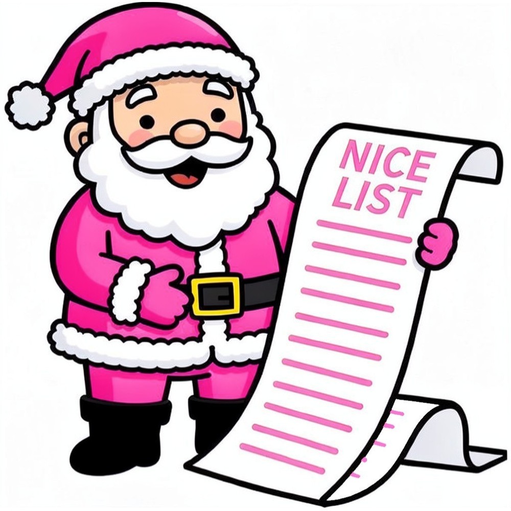 30 Custom Pink Nice List Santa Personalized Address Labels