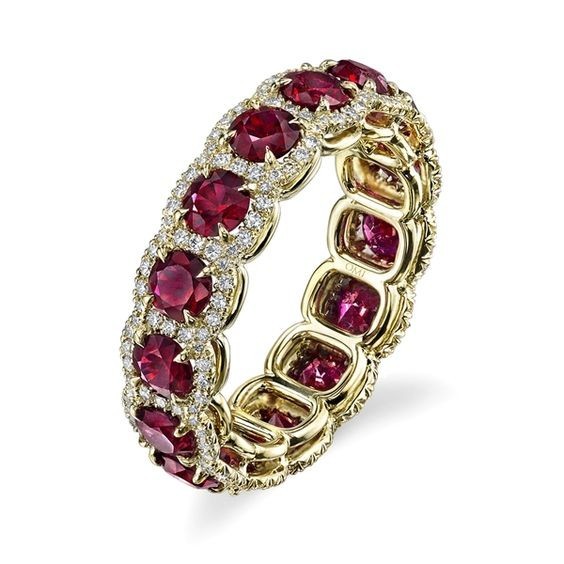 Red Ruby 3.20 Ct Round Cut Lab-Created Wedding Ring 14K Yellow Gold FN