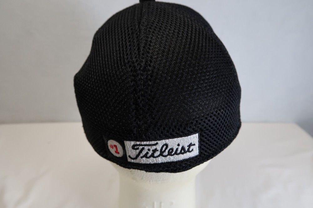 Titleist Golf Mesh Flex Fitted Medium/Large Hat Cap Men Black/White Athletic