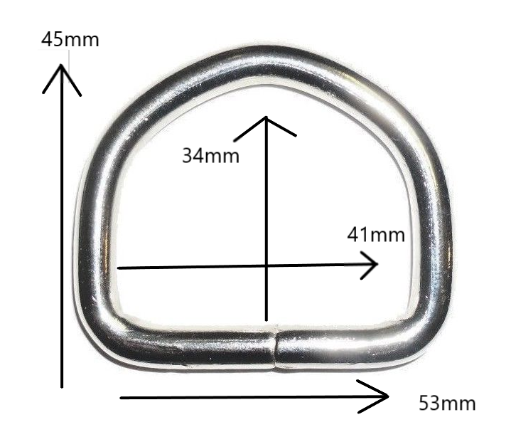 WELDED SILVER D RING 5MM THICK FOR BUCKLES AND WEBBING ETC ART DR41