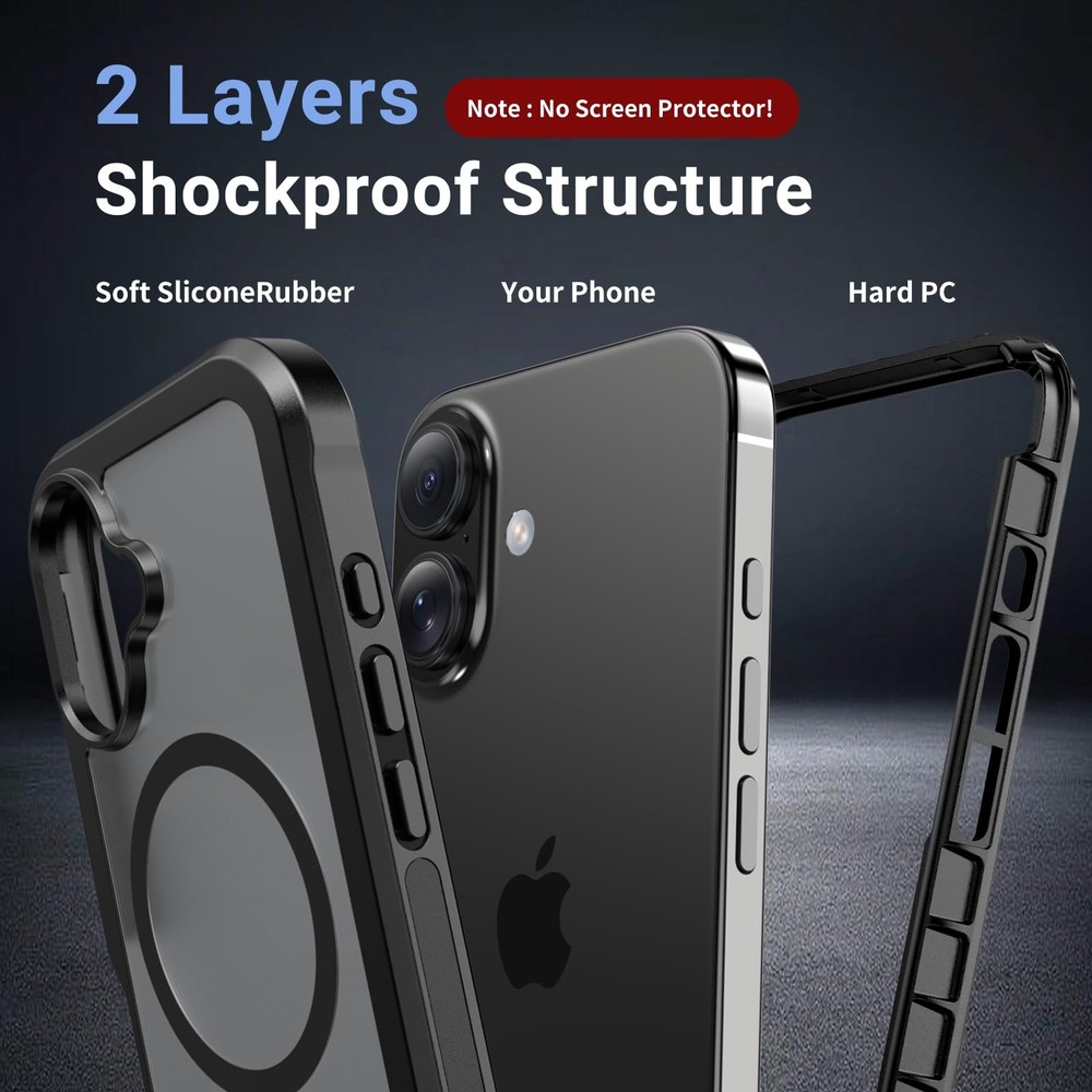 jaroco Magnetic for iPhone 16 Case, [Compatible with 16, Black