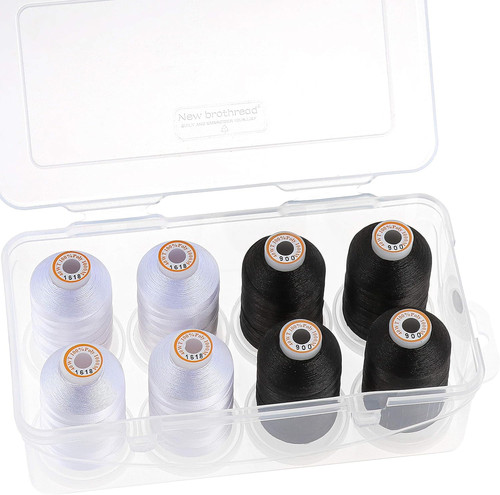 Polyester Embroidery Machine Thread 1000M Each with Clear Plastic Storage Box fo