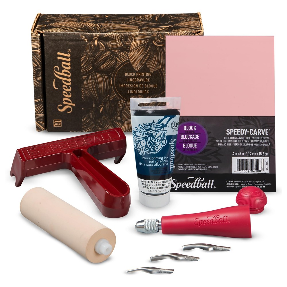 Speedball 3471 Super Value Block Printing Starter Kit – Includes Ink, Brayer,...