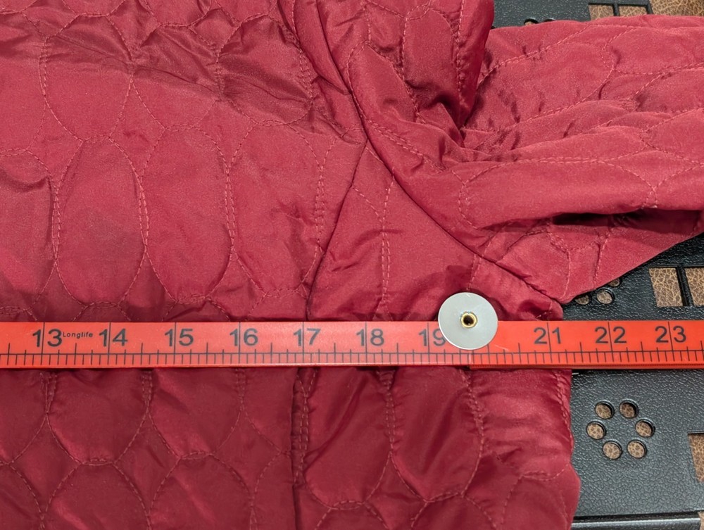 DKNY Red Padded Quilted Coat Size L