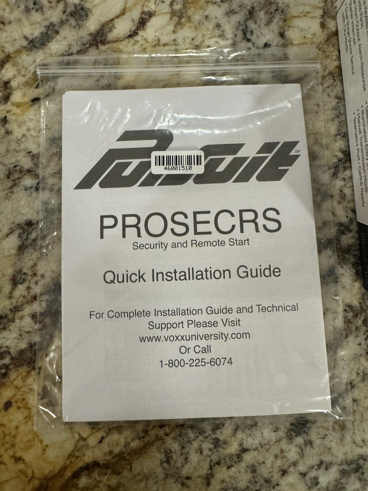 Pursuit Prosecrs Security System Remote Start Keyless Entry Use w/carlink