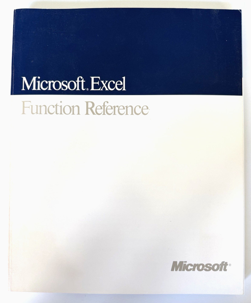 Microsoft Excel Function Reference Book Guide - Version 3.0 - Collectable Rare