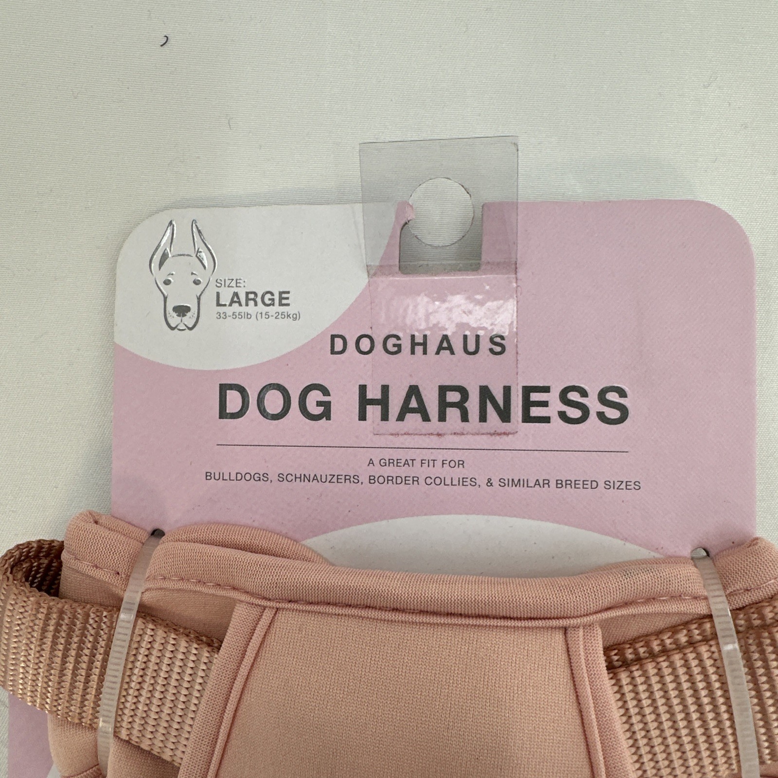 Doghaus Dog Harness LARGE (33-55lb) Salmon Pink Neoprene Mesh Adjustable Durable