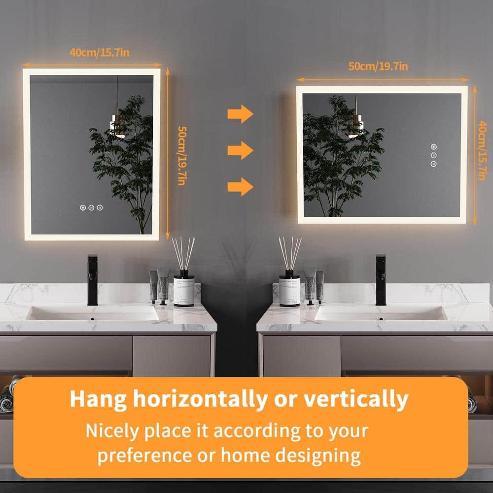 Wisfor 16 W x 20 H Large Rectangular Frameless 3000-6000K Dimmable Mirror