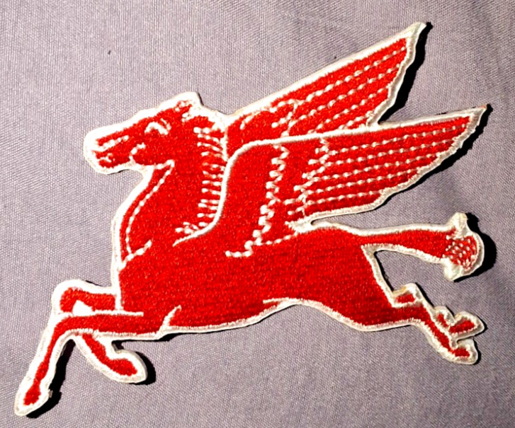 VINTAGE MOBIL GAS PEGASUS Embroidered Iron/Sew On Patch 3.5"X2" SHIPPED USA