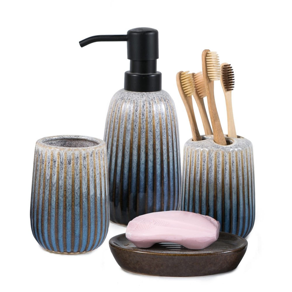 Bathroom Accessories Sets Complete -Set 4 Pcs, Ceramic Bathroom Accessory Bat...