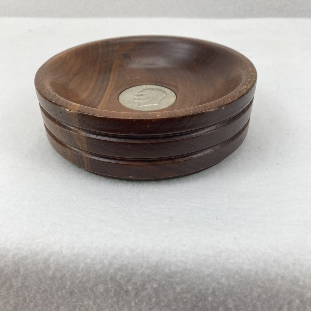 Wood Silver Dollar D Coin Dish