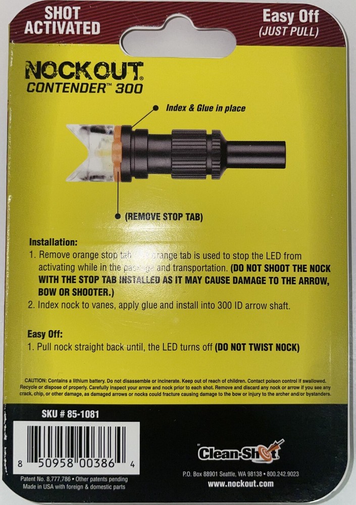 NockOut Lighted Nocks .300" ID Half Moon Red 3 Pack