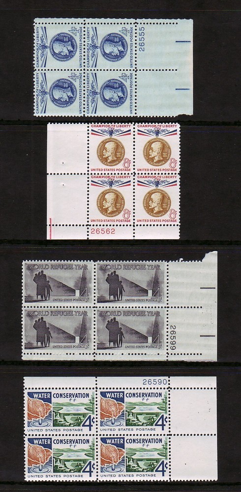 1960 COMMEMORATIVE PLATE BLOCK YEAR SET. (35) DIFFERENT. SCV $35