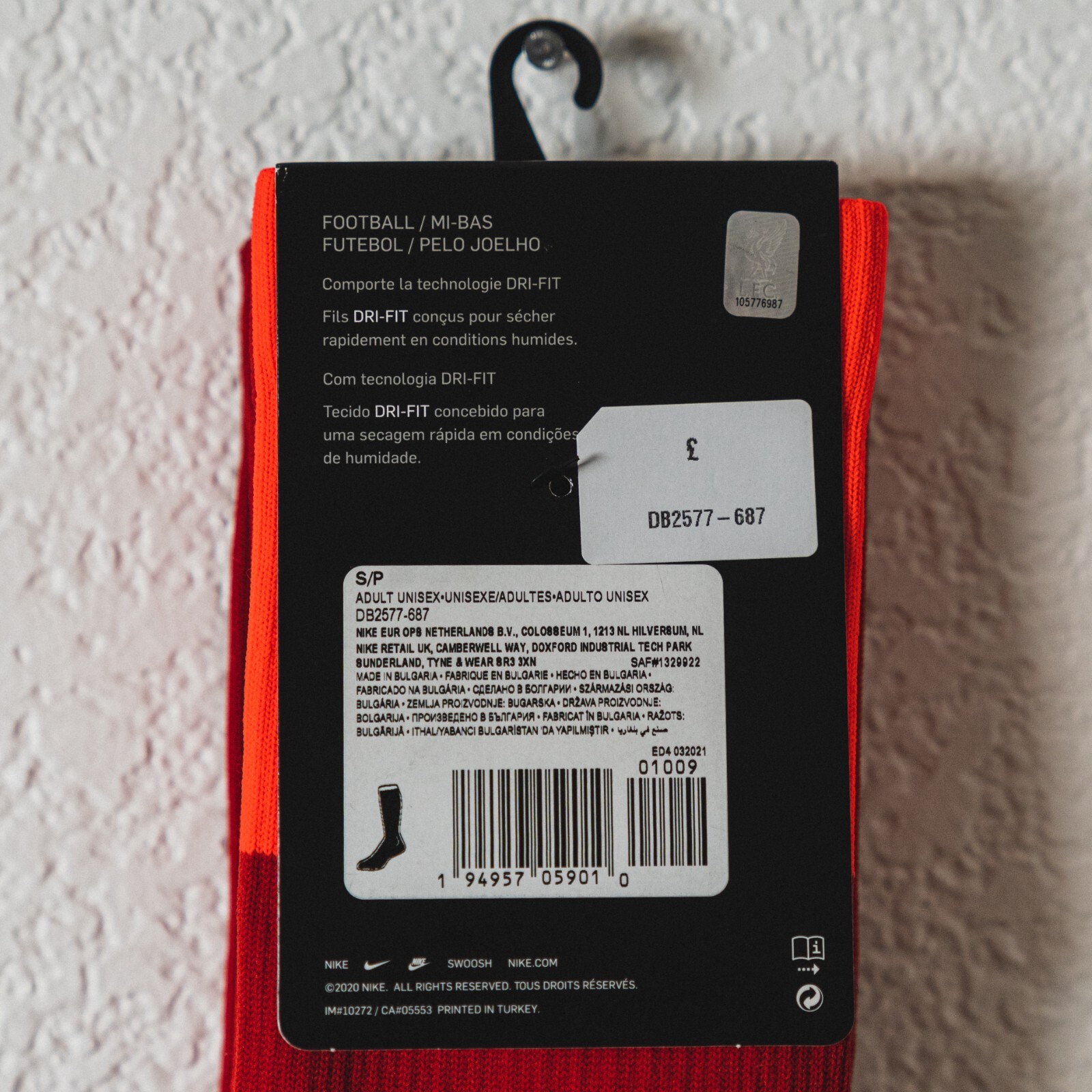 NWT NIKE STADIUM Vapor Dri-Fit Knee High Football Socks [Adult S, red/orange]