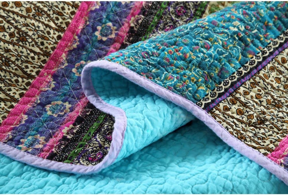 Striped Cotton Patchwork Bedspread Quilt Set