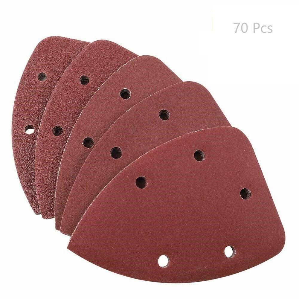 70PCS Sander Pads Sanding Sheets Sandpaper Hook and Loop Assorted 40-320 Grit