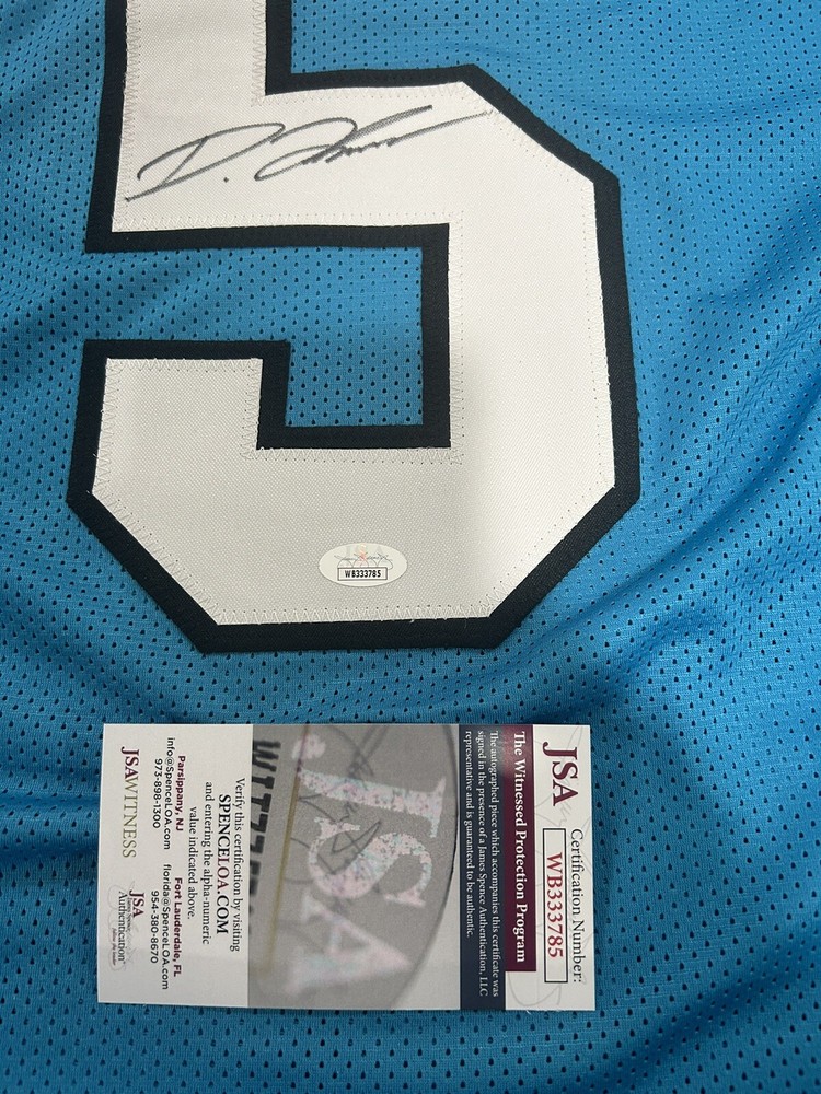 Dionte Johnson Autographed Signed Panthers Custom Blue Jersey with JSA