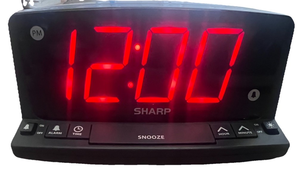 Sharp LED Digital Alarm Clock – Simple Operation Large Numbers Used Tested