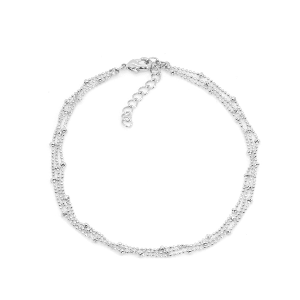 Maya J Triple Chain Anklet, White