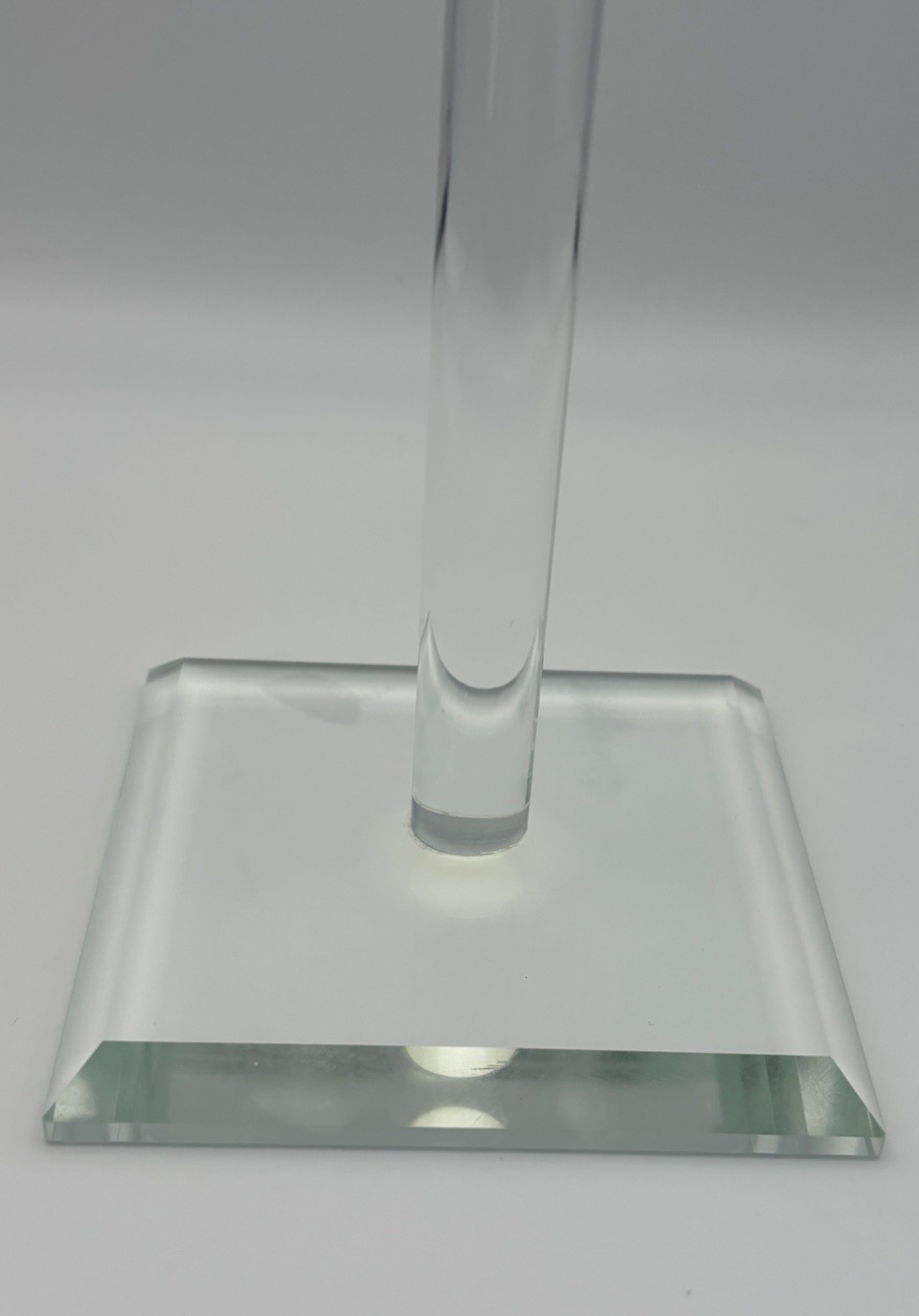 Crystal Faceted Candlesticks Pair 25cm Tall Modernist Art Glass