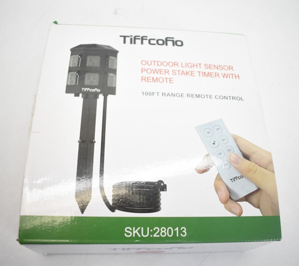 Tiffcofio Outdoor Power Stake Timer 100 ft Range Remote Control 28013 Black